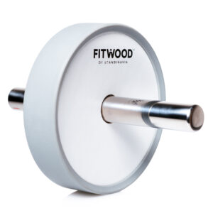 FitWood KIVI Ab Wheel - Hvid Træ / Rustfri Stål Håndtag / Grå Ring