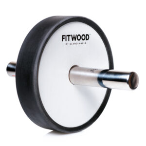 FitWood KIVI Ab Wheel - Hvid Træ / Rustfri Stål Håndtag / Sort Ring