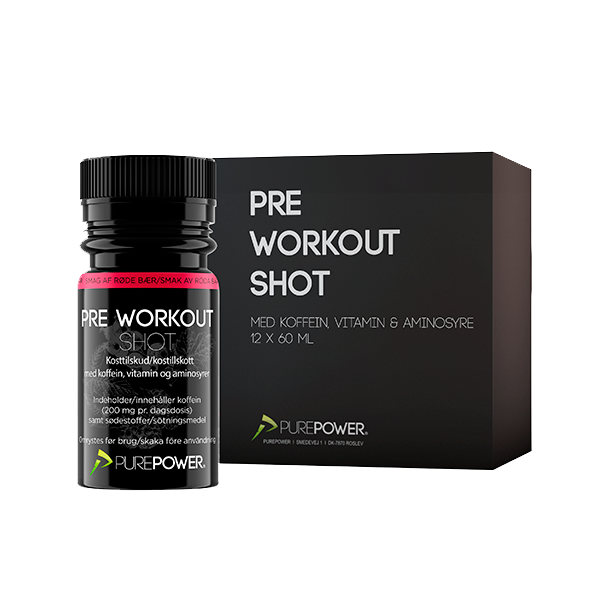 Pre-Workout shot (PWO) Rødebær 12 x 60ml.