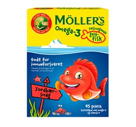 Orkla Møllers Omega-3 fisk Jordbær • 45 GUM.