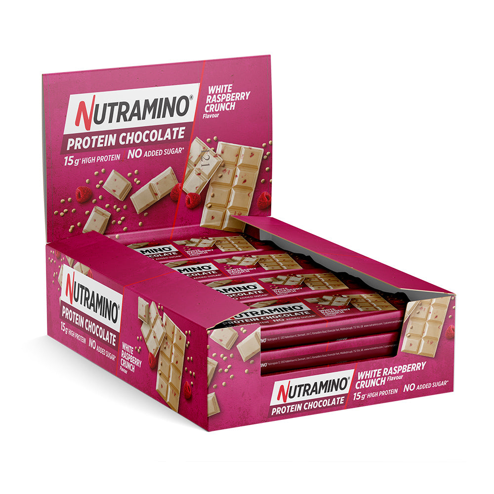 Nutramino Protein Chocolate Bar - White Raspberry Crunch (10x 50g) - Proteinbarer