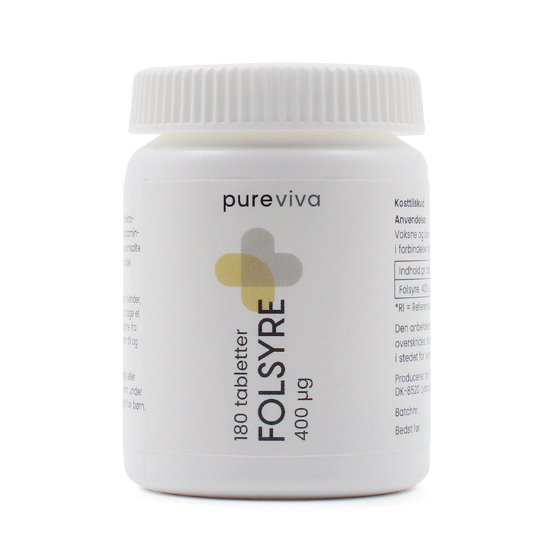 Pureviva Folsyre 400 µg (180 tabl)