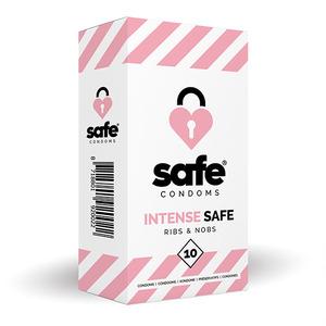 SAFE kondomer, Intense Safe Ribs & Nobs - 10 stk.