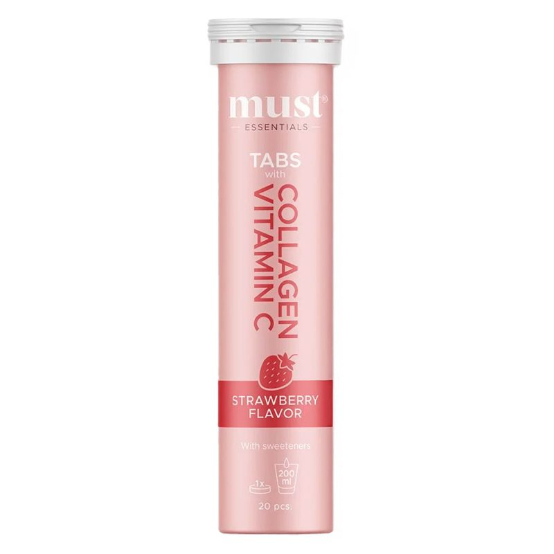 Must Essentials Collagen & Vitamin C Tabs - Strawberry 20 stk
