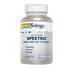 Solaray Spektro u. jern Multi vitamin 100 kapsler
