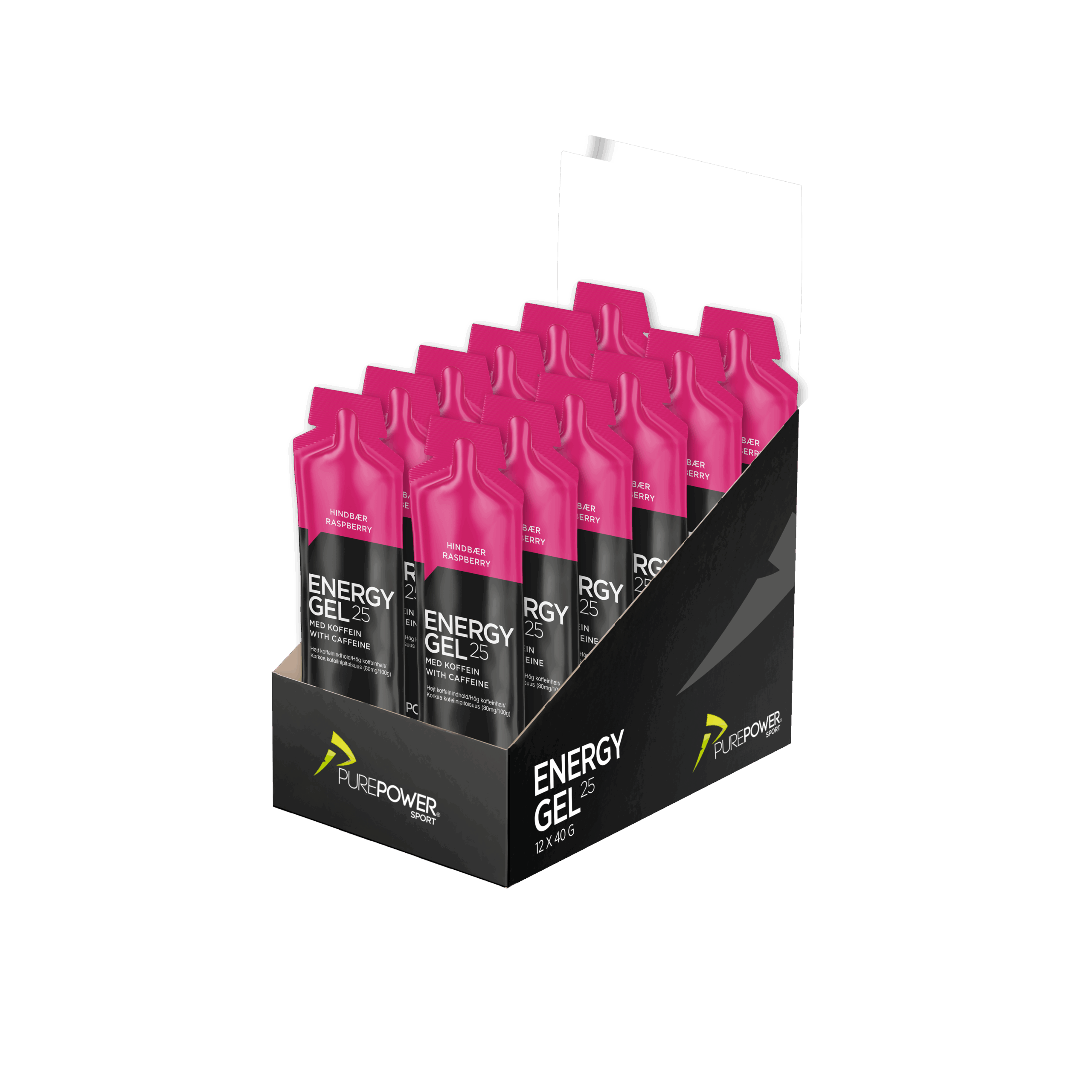 Energy Gel Koffein Hindbær 12 x 40 g