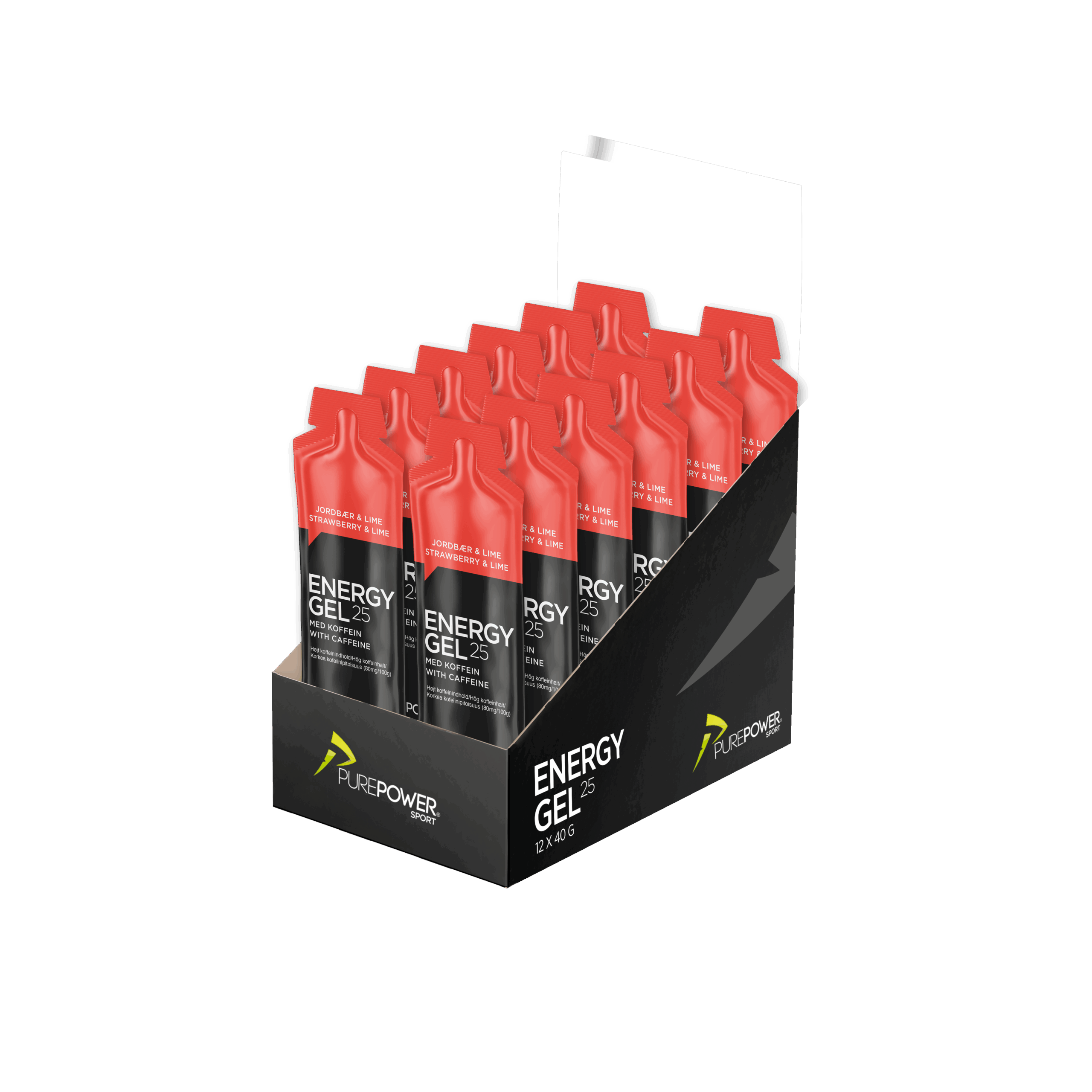 Energy Gel Koffein Jordbær/Lime 12 x 40 g