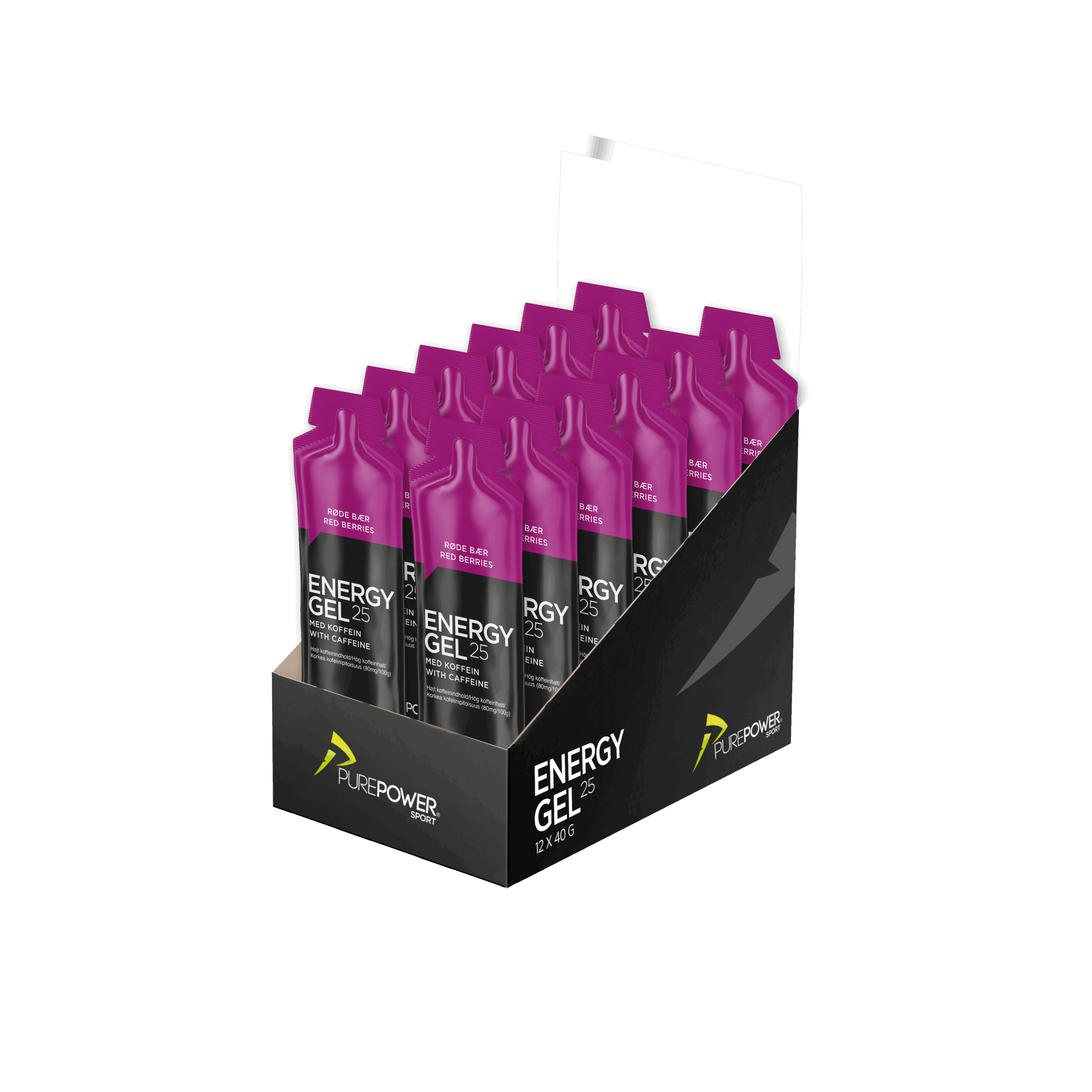 Energy Gel Koffein Røde Bær 12 x 40 g