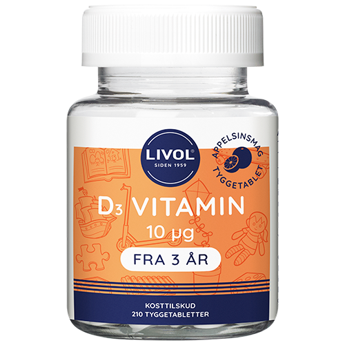 Livol D-vitamin 10 ug Tyggetablet (210 stk)