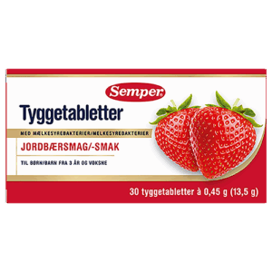 Semper Tyggetabletter Med Mælkesyrebakterier Jordbærsmag (30 stk)