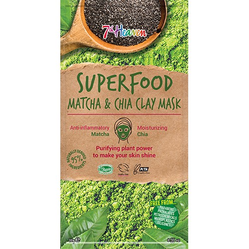Ansigtmaske Superfood Matcha & Chia 7th Heaven - 10 gram - Earth Kiss