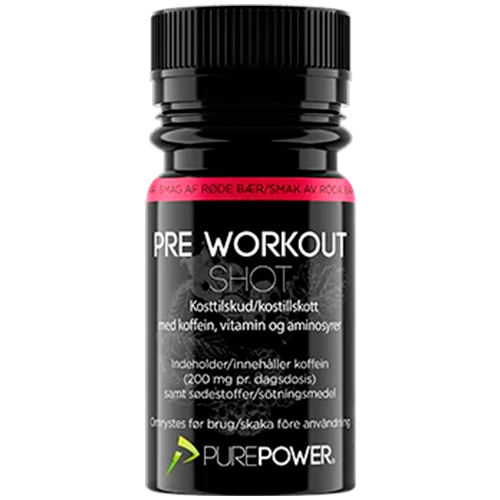 PurePower Pre Workout Shot (PWO) Røde bær 60 ml
